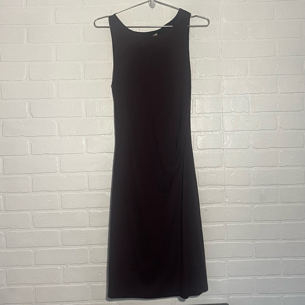 LOFT Womens Dress Size Small Sleeveless Ruched Round Neck Casual Dark Purple